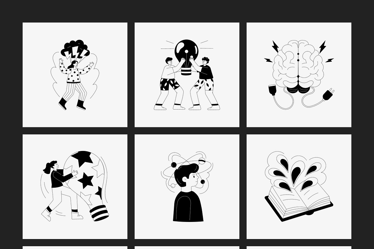 Monochrome Illustration Bundle, a Person Illustration by Vectors Market (Photo 7 of 18)