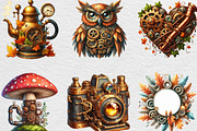 Watercolor Steampunk Autumn Clipart, an Illustration by Black Bird Studio (Thumbnail 5 of 6)