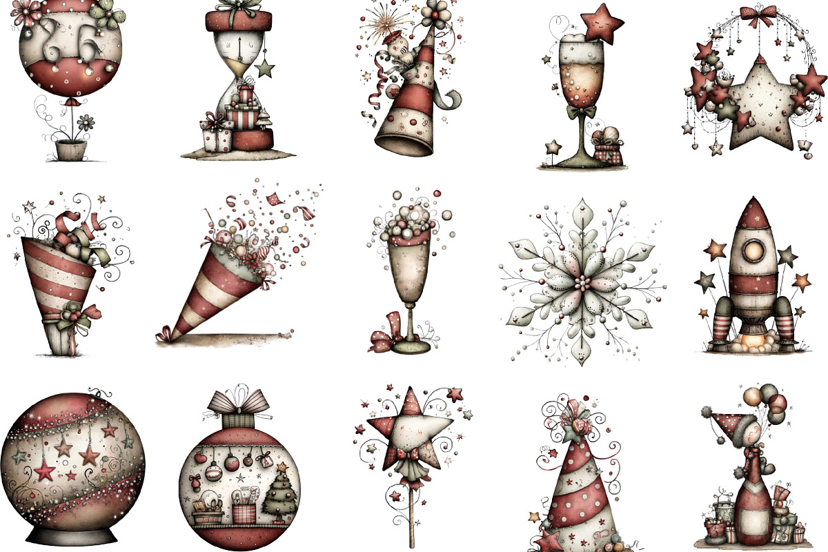 Watercolor New Year Clipart, an Illustration by Designking (Photo 2 of 4)