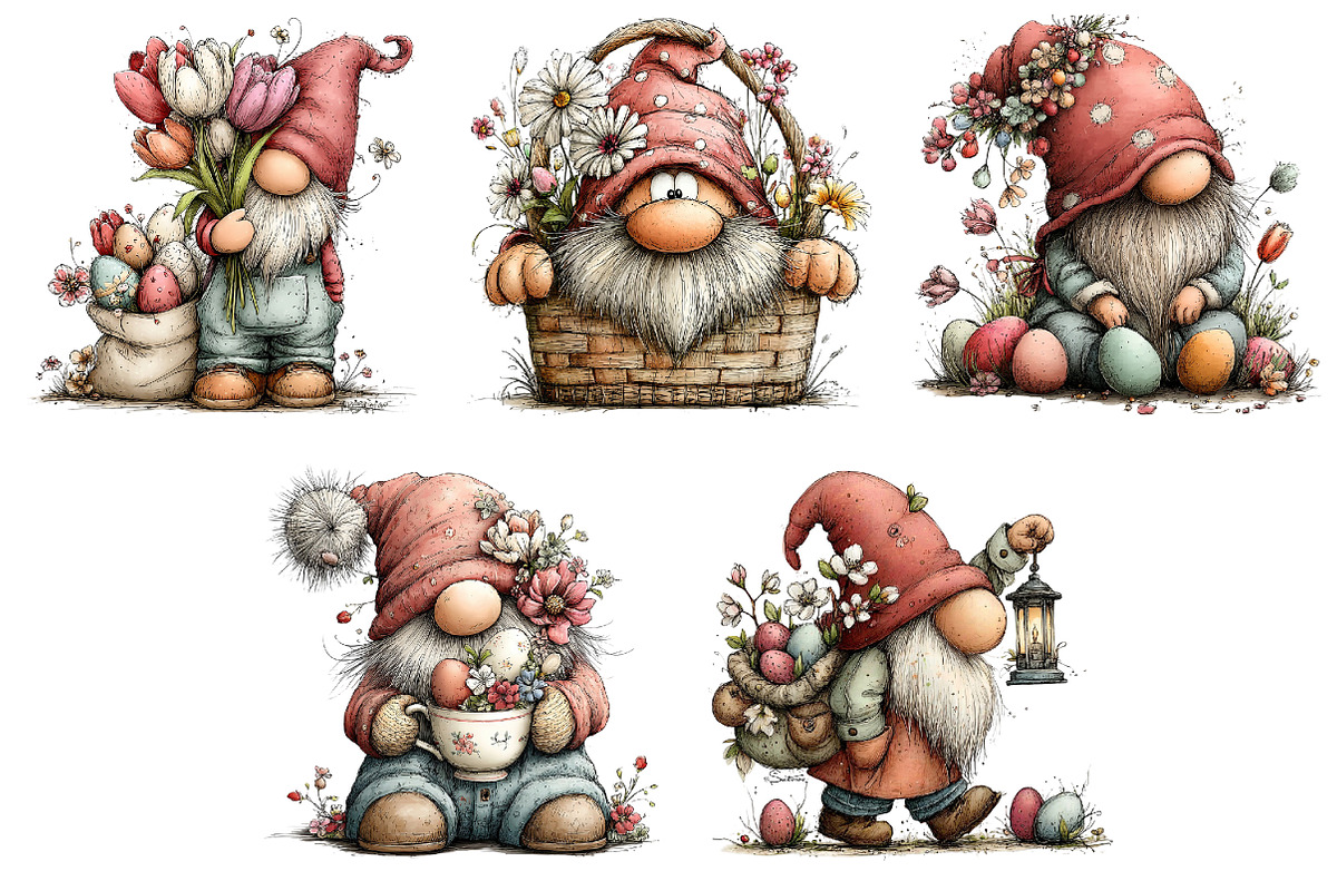 Whimsical Easter Gnome Clipart, an Illustration by Dream Creation (Photo 7 of 7)