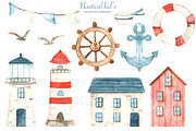 Nautical kids watercolor, a Transportation Illustration by Marina Ermakova (Thumbnail 3 of 12)