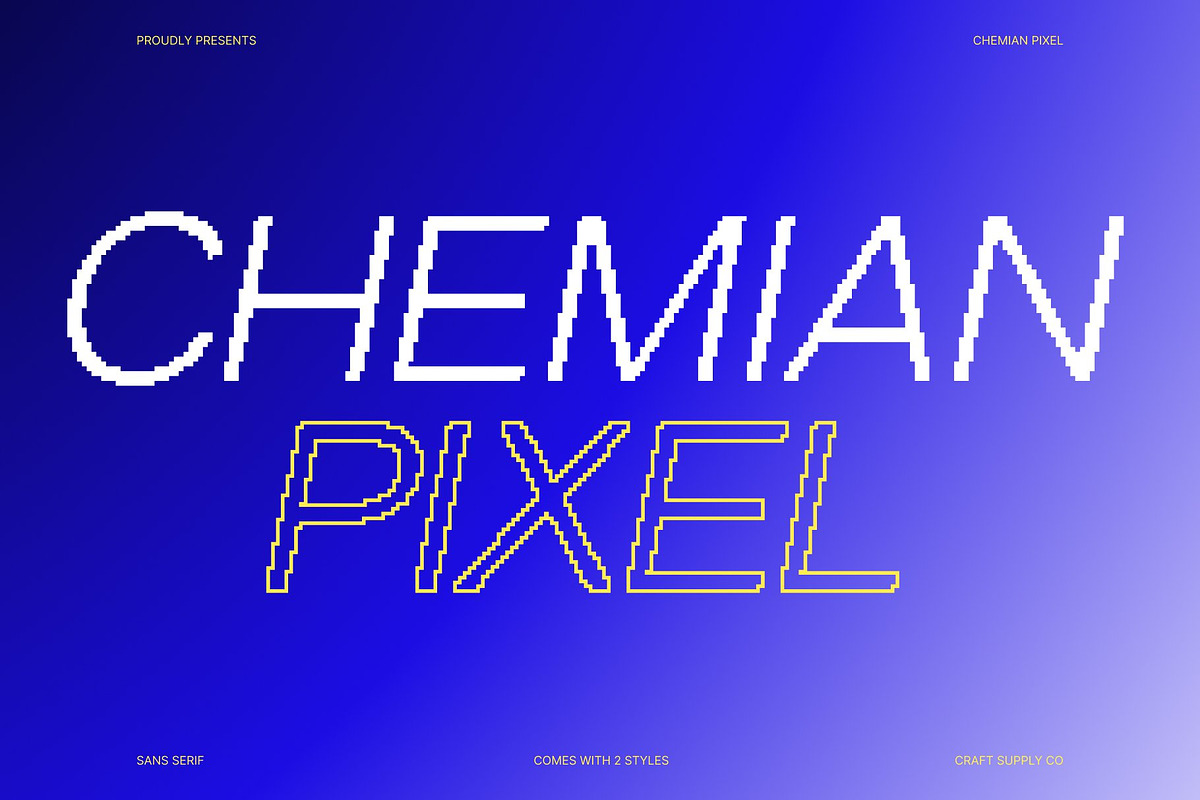 Chemian Pixel, a Sans Serif Font by Craft Supply Co. (Photo 1 of 8)