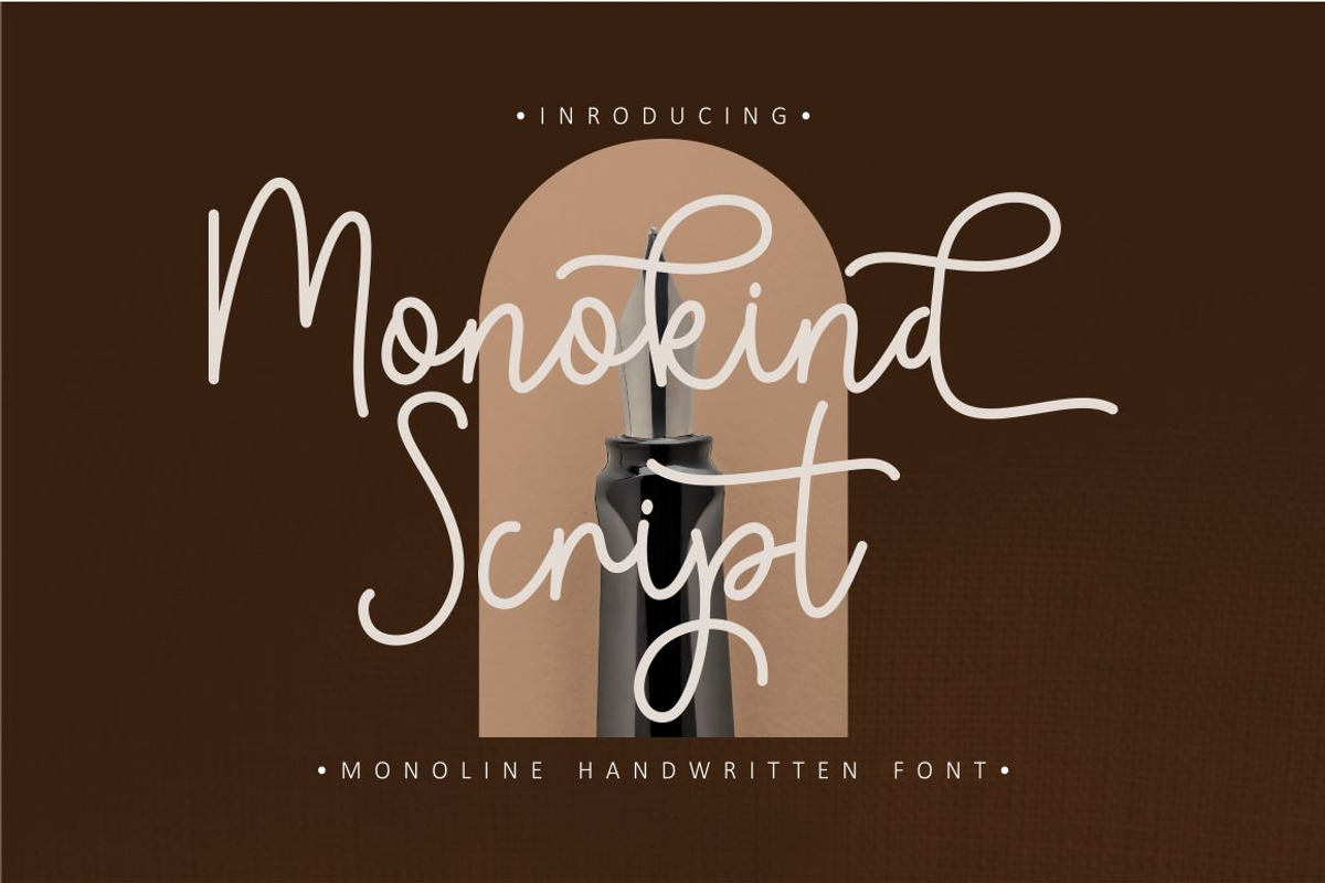Monokind Script - Monoline Font, a Script Font by PutraCetol Studio (Photo 1 of 11)
