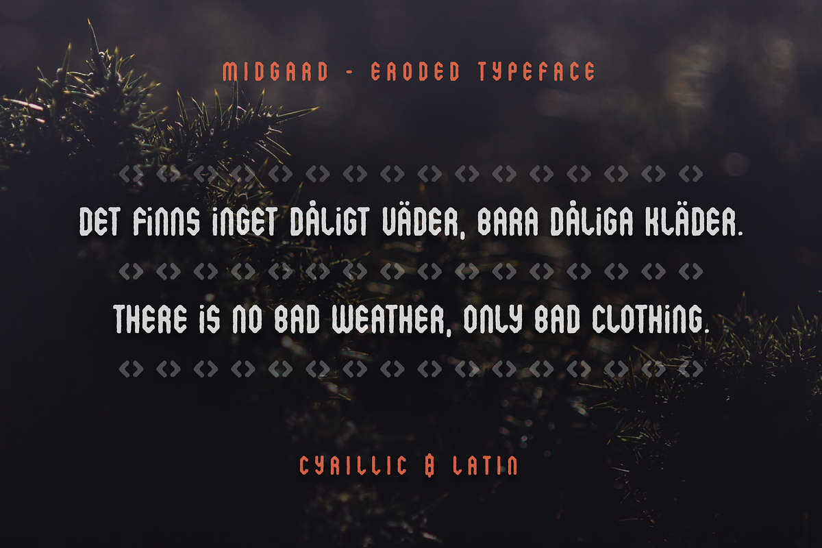 Midgard Eroded Display Typeface, a Sans Serif Font by alpercakici (Photo 9 of 12)