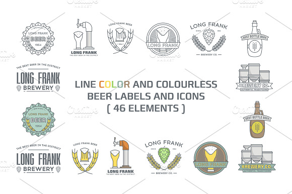 Line Beer Labels And Icons.