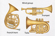 Musical Instruments Watercolor Set, an Education Illustration by KathrineWatercolor (Thumbnail 2 of 9)