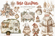 Boho Christmas Watercolor Clipart, a Seasonal Illustration by Maysa Art (Thumbnail 1 of 4)
