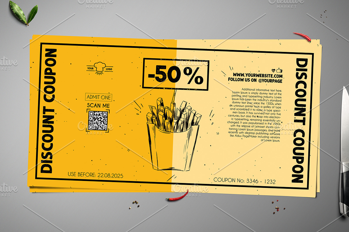 Fast Food Discount Coupon 021, a Card Template by Tzochko (Photo 5 of 8)