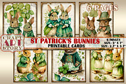 Vintage St Patrick's Day bunnies, an Animal Illustration by CraftArtStory (Thumbnail 1 of 3)