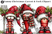 Funny Christmas Carrot & Fork, a Seasonal Illustration by CreationArt (Thumbnail 1 of 5)