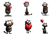 Valentines Whimsical Cat Clipart, an Illustration by CreationArt (Thumbnail 4 of 6)
