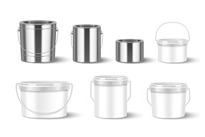 Metal and plastic paint buckets set, an Object Illustration by art PVP - market