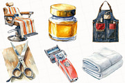 Watercolor Barber Shop Clipart, an Illustration by OK Design (Thumbnail 5 of 5)