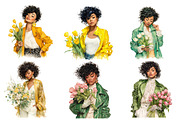 Watercolor Spring Black Girls, an Illustration by DreamArtGraphic (Thumbnail 3 of 4)