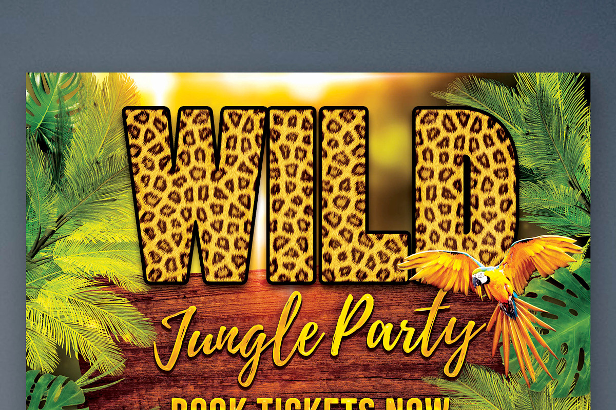 Wild Jungle Party Flyer PSD Template, a Flyer Template by Love Giftery (Photo 2 of 2)