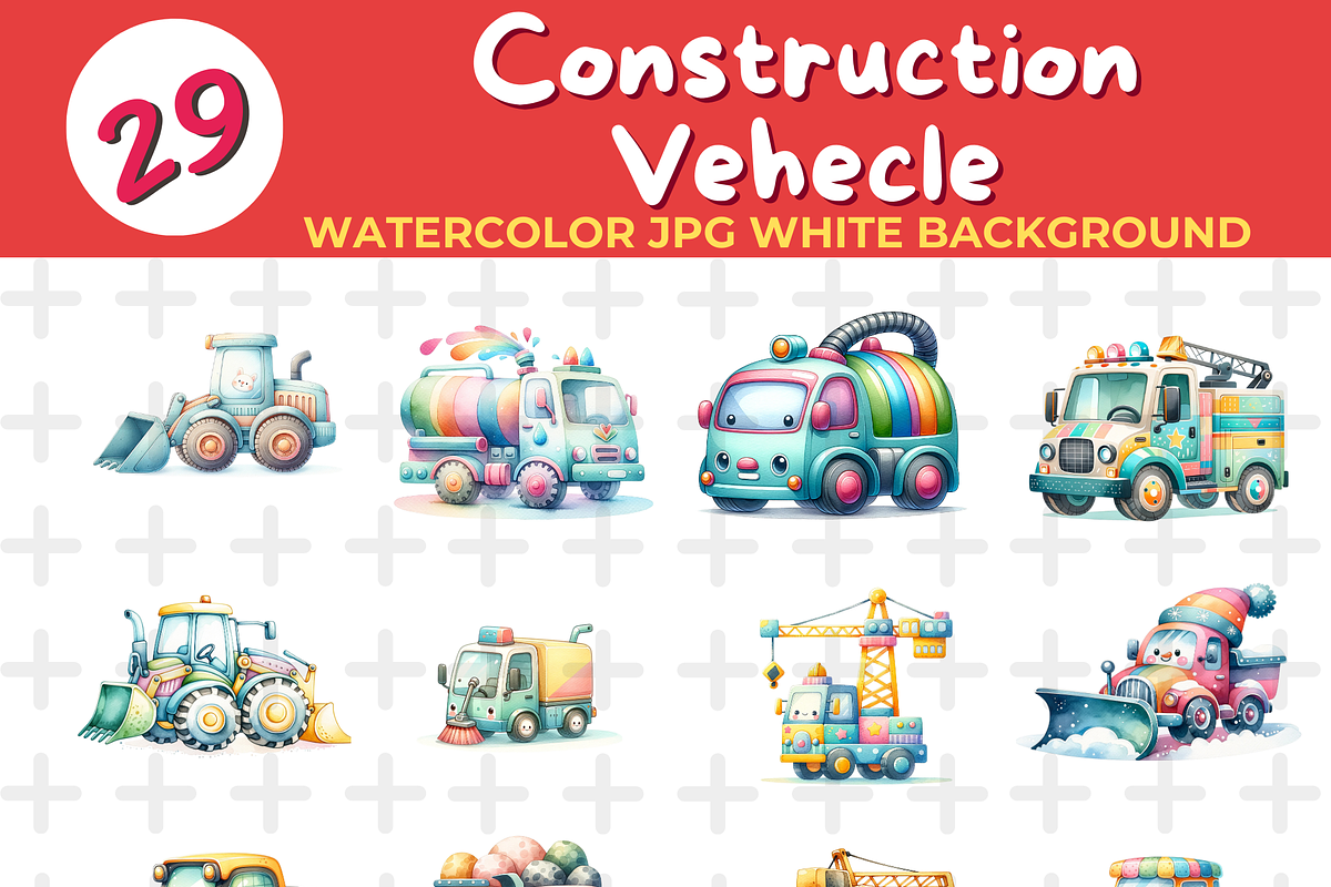 Construction Vehecle watercolor Jpg, a Transportation Illustration by John_Walker (Photo 2 of 2)