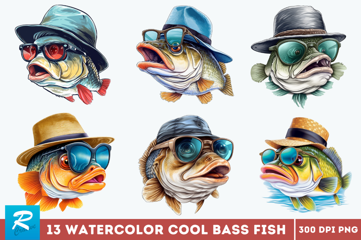Cool Bass Fish Sublimation Clipart B, an Object Graphic by Regulrcrative (Photo 1 of 7)