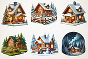 Cozy Winter Cabin Watercolor Art, an Illustration by RobertsArt (Thumbnail 3 of 4)