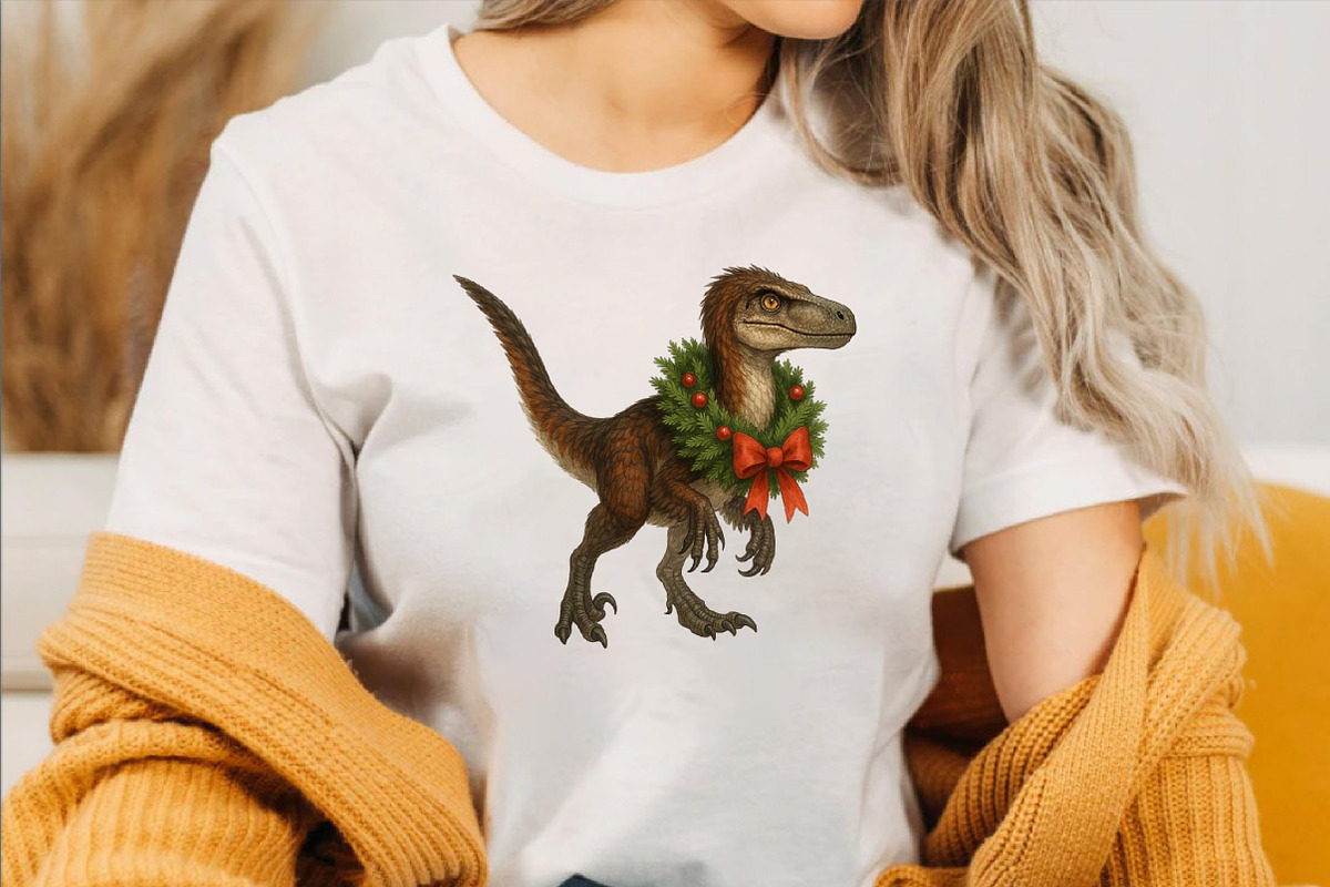 Cute Christmas Dinosaur Sublimation, an Illustration by SVGArt (Photo 3 of 8)