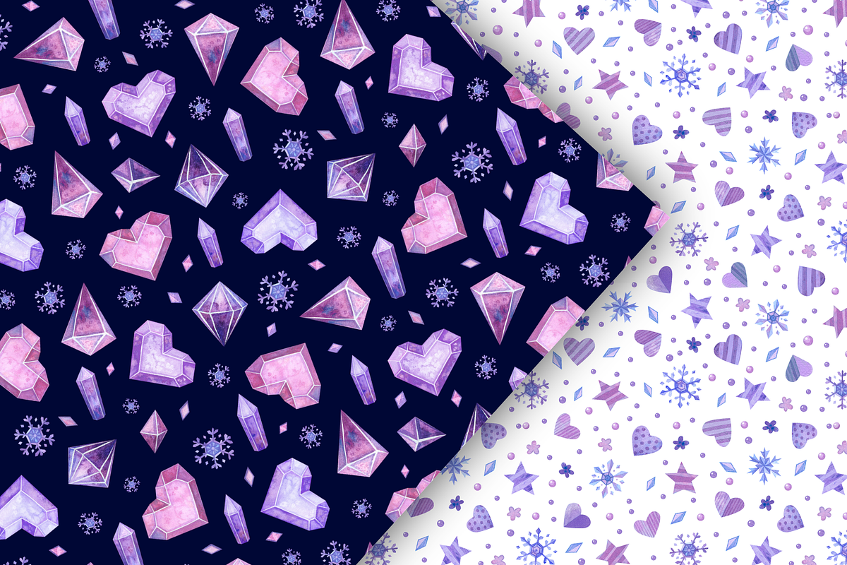 Crystal Hearts Clipart, Patterns, a Decorative Illustration by Valin Malin (Photo 12 of 13)
