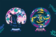 Zodiac sign icons. Hand drawn badges, a Seasonal Illustration by OLLYSWEATSHIRT DSGN INC. (Thumbnail 7 of 7)