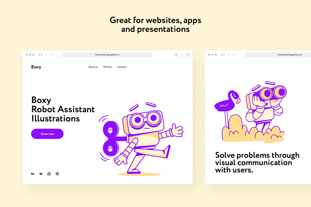 Boxy Robos Assistant Illustrations, a Technology Illustration by Welovegraphics (Photo 4 of 7)