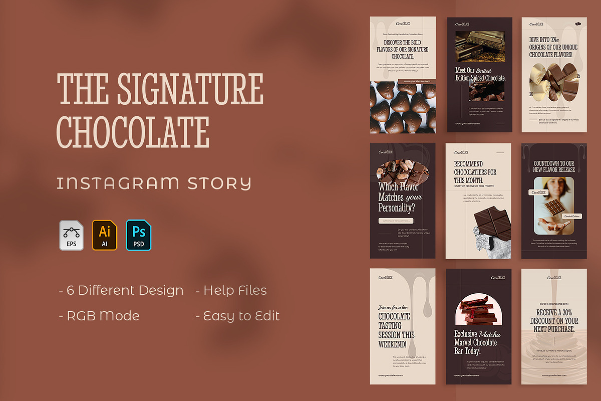 Signature Chocolate Instagram Story, a Social Media Template by VUNIRA (Photo 1 of 3)