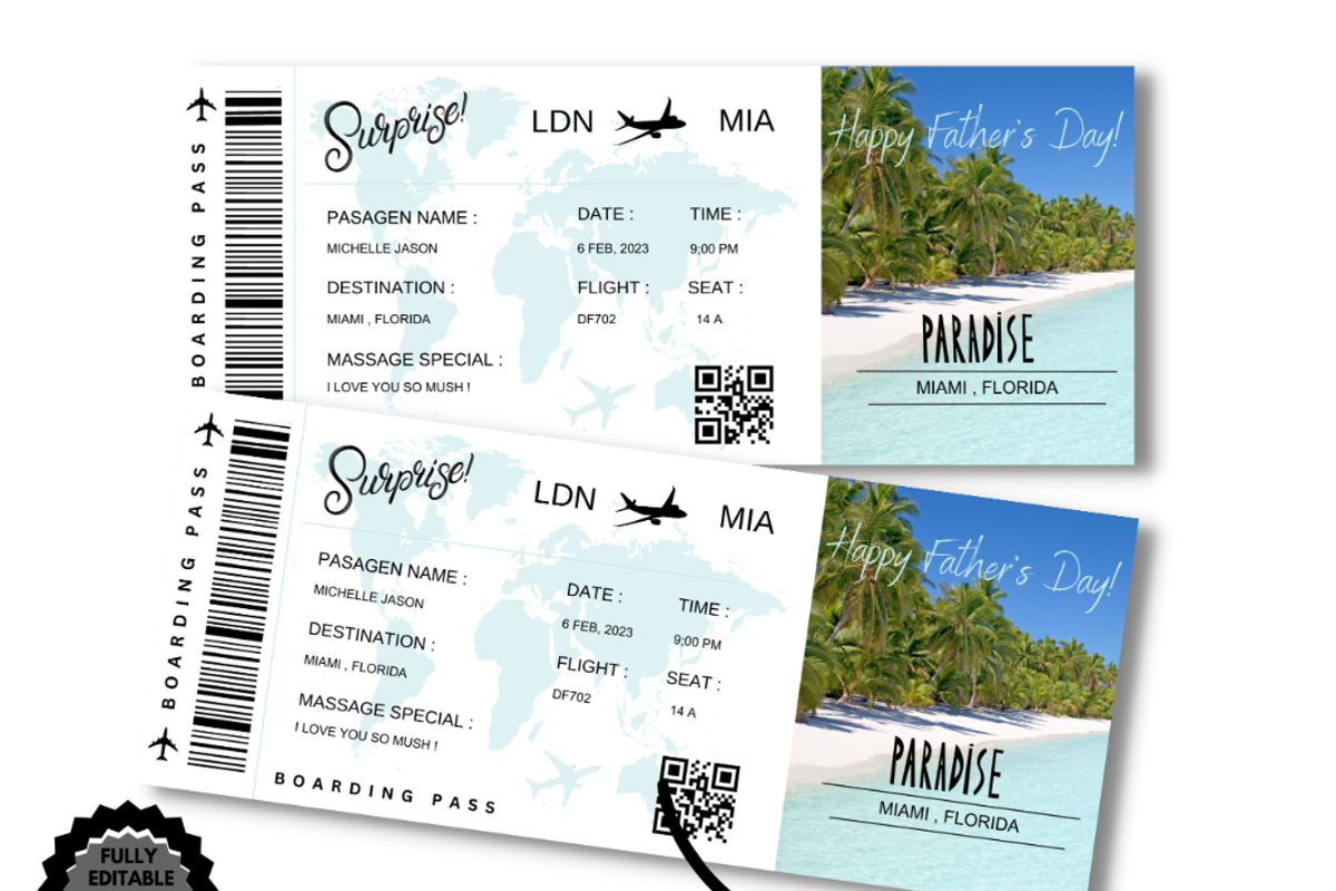 Surprise Boarding Pass, a Card Template by YasdeyDesigns (Photo 2 of 8)