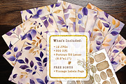 Elegant Purple Leaves Digital Paper, a Background Graphic by V Design Creator (Thumbnail 7 of 12)