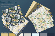 Navy Daisy Printable Scrapbook Paper, a Pattern Graphic by Posh Papers & Patterns (Thumbnail 2 of 8)