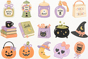 Retro Halloween Clipart Spooky PNG, a Seasonal Illustration by SugarCloudStudioArt (Thumbnail 4 of 6)