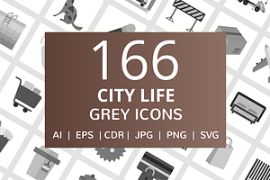 166 City Life Greyscale Icons