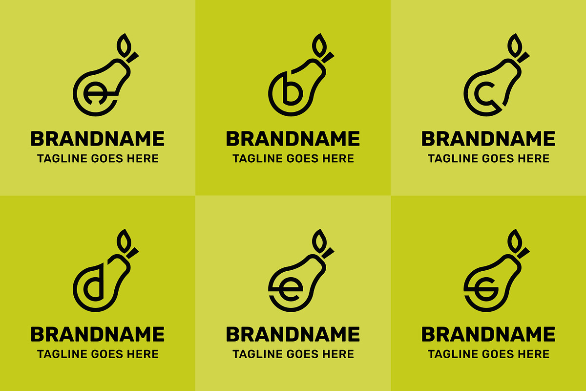 Letter A B C D E G Pear Logo Set, a Branding & Logo Template by Pray Art Design Studio (Photo 1 of 2)