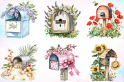 Watercolor Summer Mailbox Clipart, an Illustration by Canvas Craft (Thumbnail 2 of 4)
