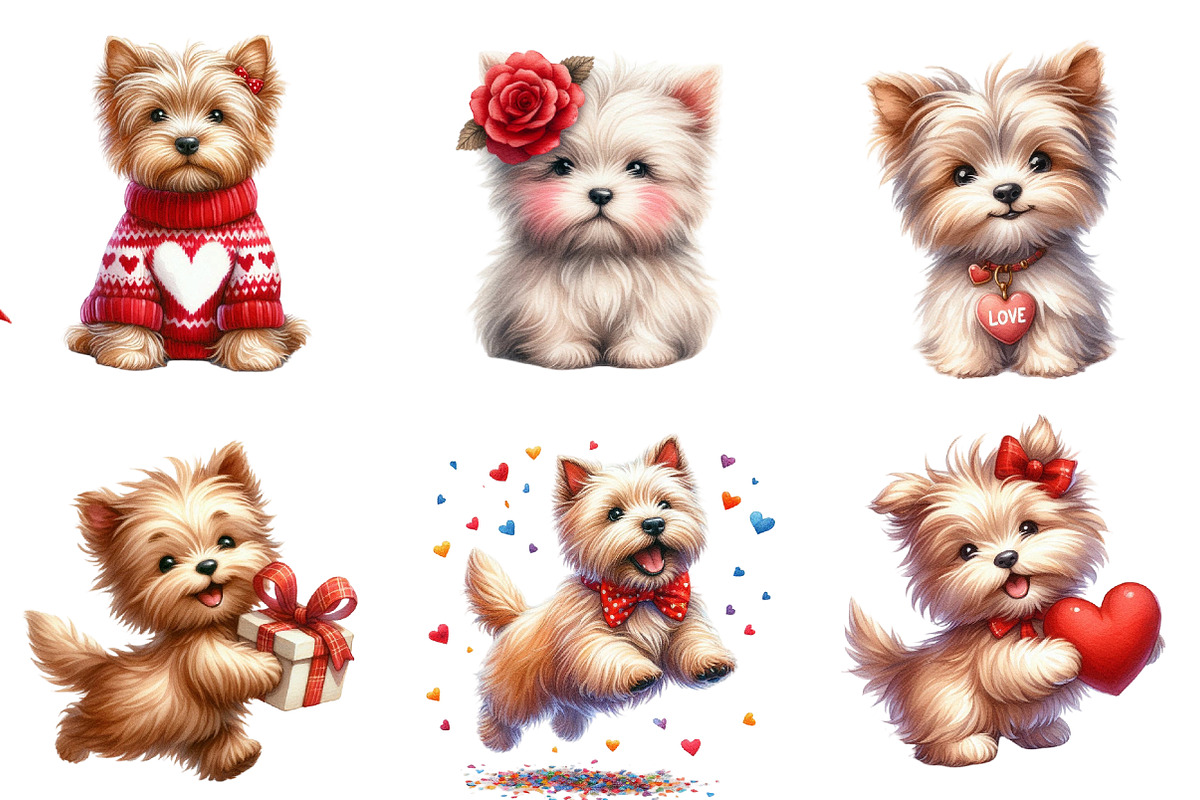 Whimsical Valentine Dogs Clipart, an Illustration by Designworld (Photo 3 of 4)