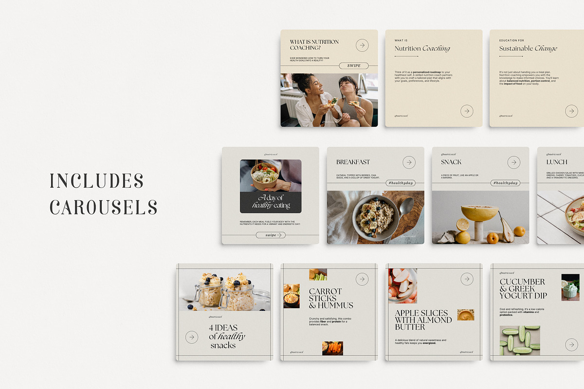 Nutrition Coach Instagram Templates, a Social Media Template by Chewie Co (Photo 4 of 10)