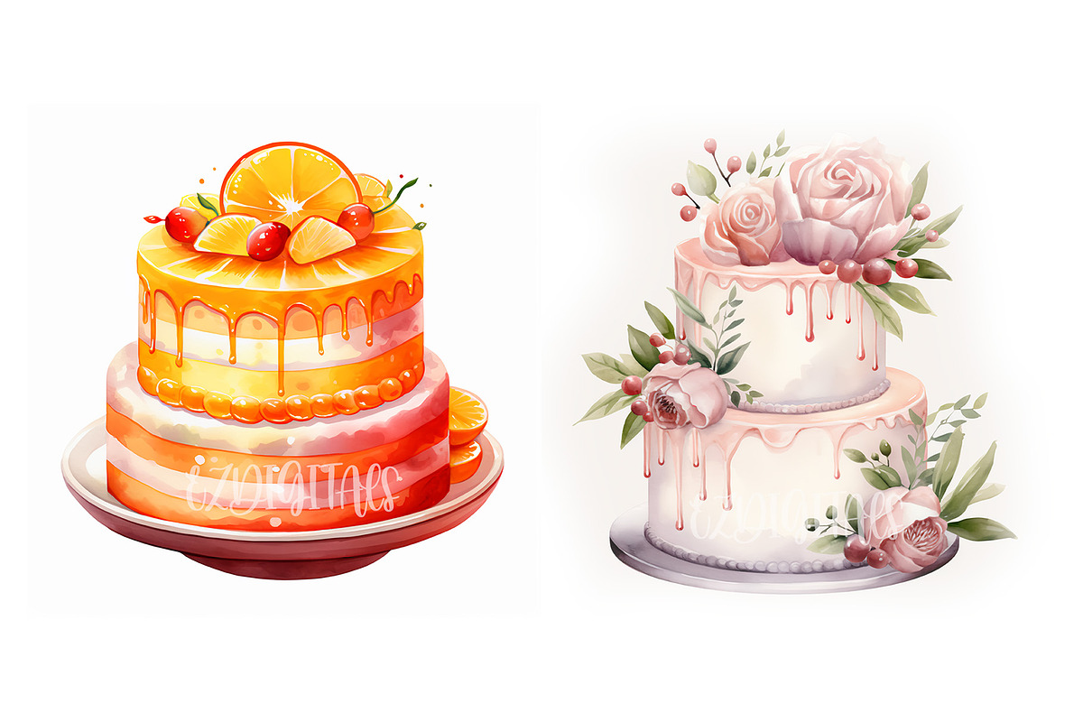 Decorative Cake Clipart Set Of 12, an Object Illustration by EzDigitals (Photo 5 of 9)