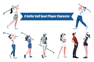 8 Golfer Golf Sport Player Character, a Sport Illustration by jongcreative