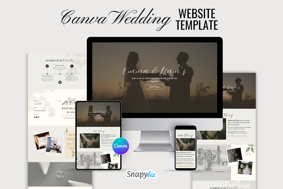 Canva Wedding Website Template, a Landing Page Template by Snapybiz (Photo 9 of 11)