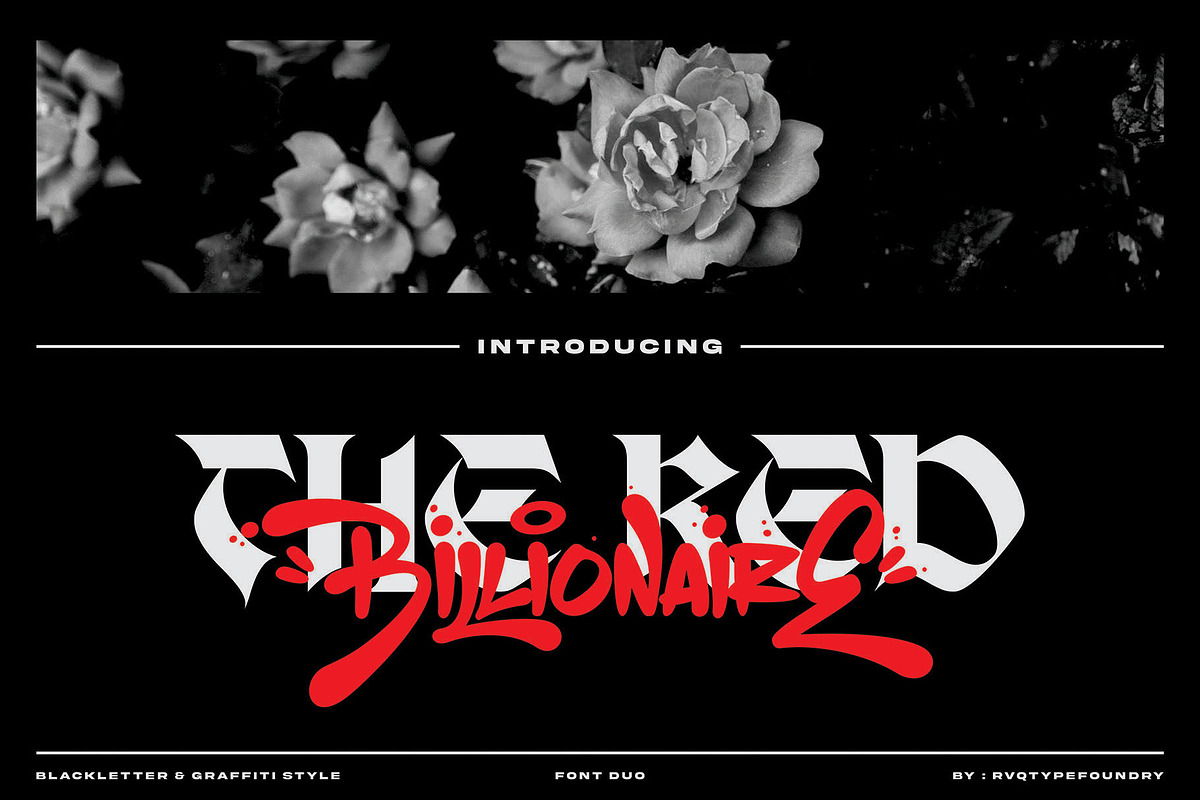 The Red Billionaire (font duo), a Blackletter Font by Rvq Type Foundry (Photo 1 of 9)