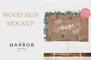 Wood Sign Mockup on Wedding Easel