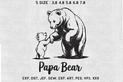 Papa Bear & Cub Embroidery File Cute, an Illustration by Moss Rose (Thumbnail 1 of 3)