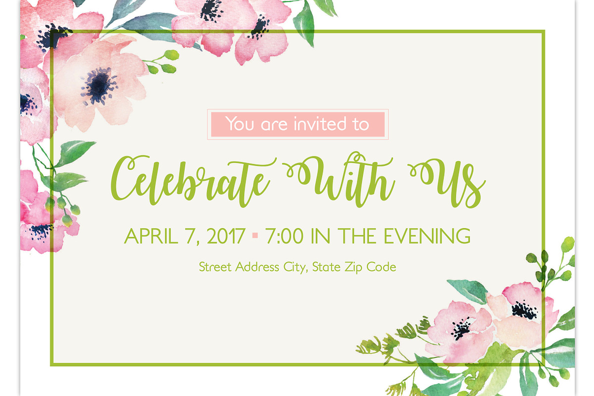 Elegant Flower Celebration Invite, an Invitation Template by BF Studios (Photo 2 of 2)
