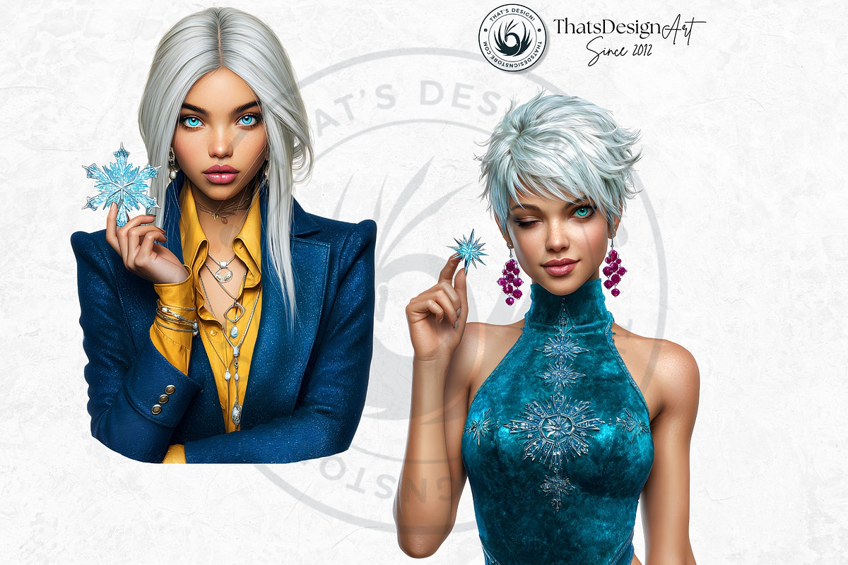 Modern Winter girls cliparts, a Seasonal Illustration by ThatsDesignArt (Photo 7 of 18)