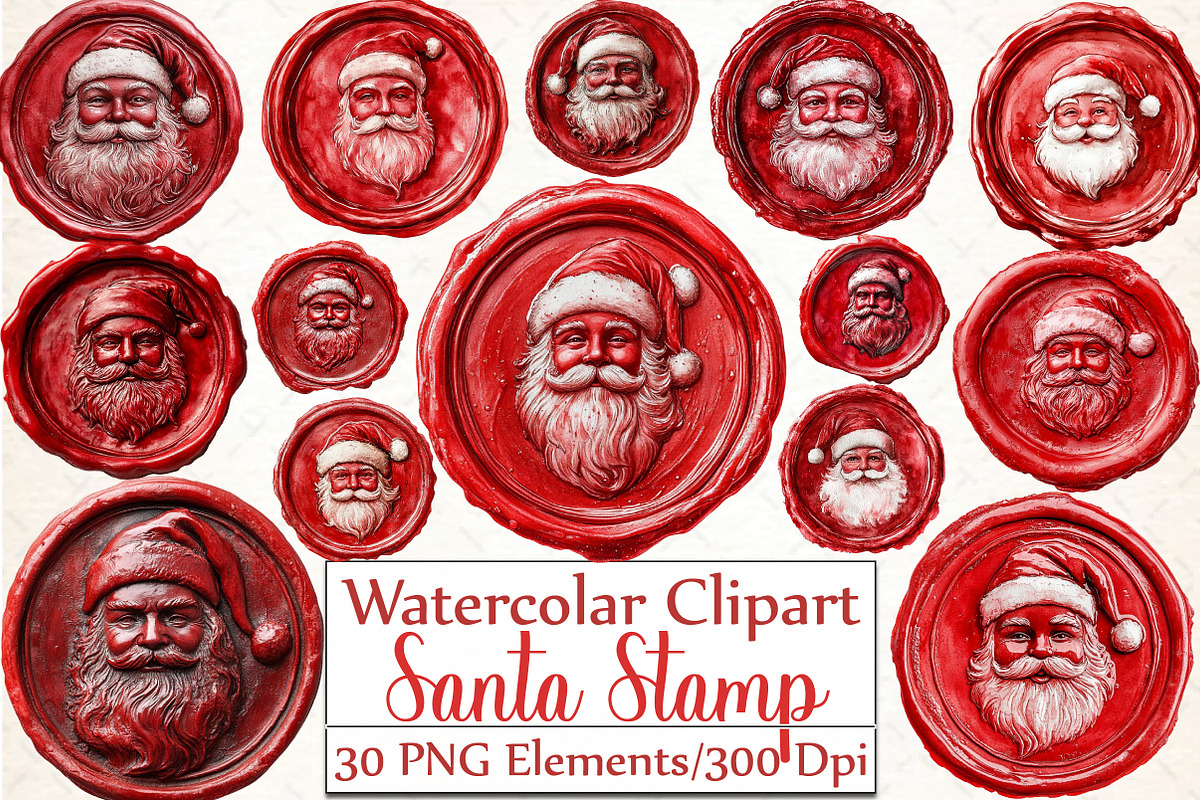 Seal Wax Christmas Santa Stamp, an Illustration by DreamCafeArt (Photo 1 of 4)