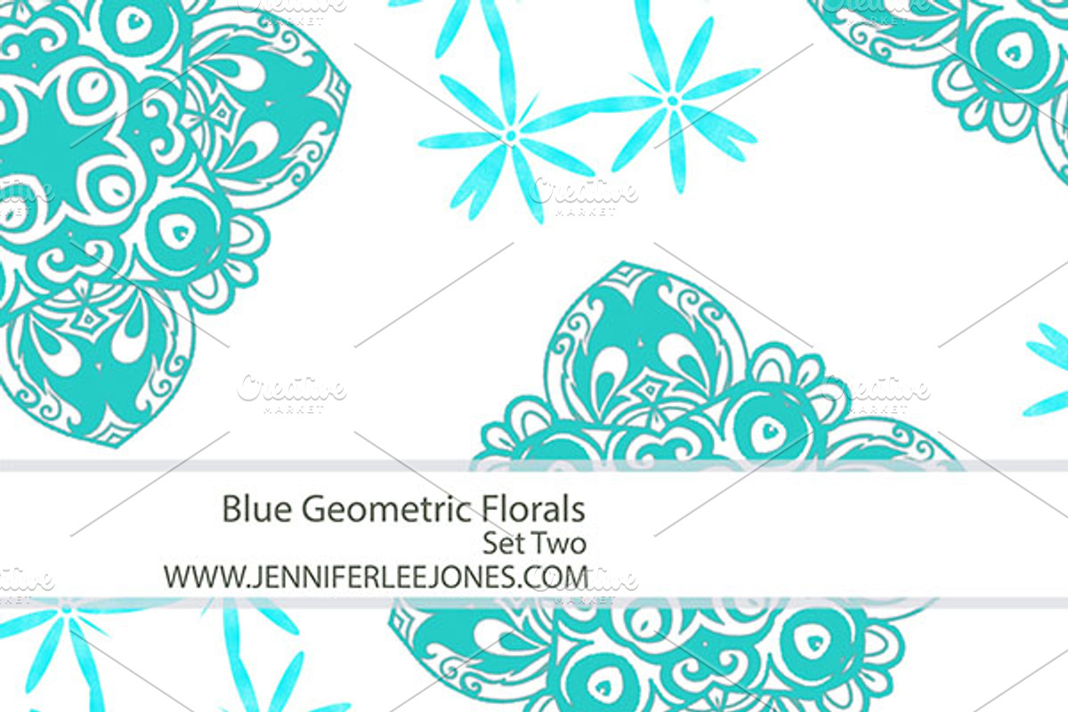 Blue Geometric Florals - Set Two preview 3