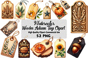 Vintage Wooden Autumn Tags Clipart, an Illustration by Daily.Designs (Thumbnail 1 of 5)
