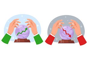Crystal magic ball and businessman, a Finance Illustration by Vectorbuum