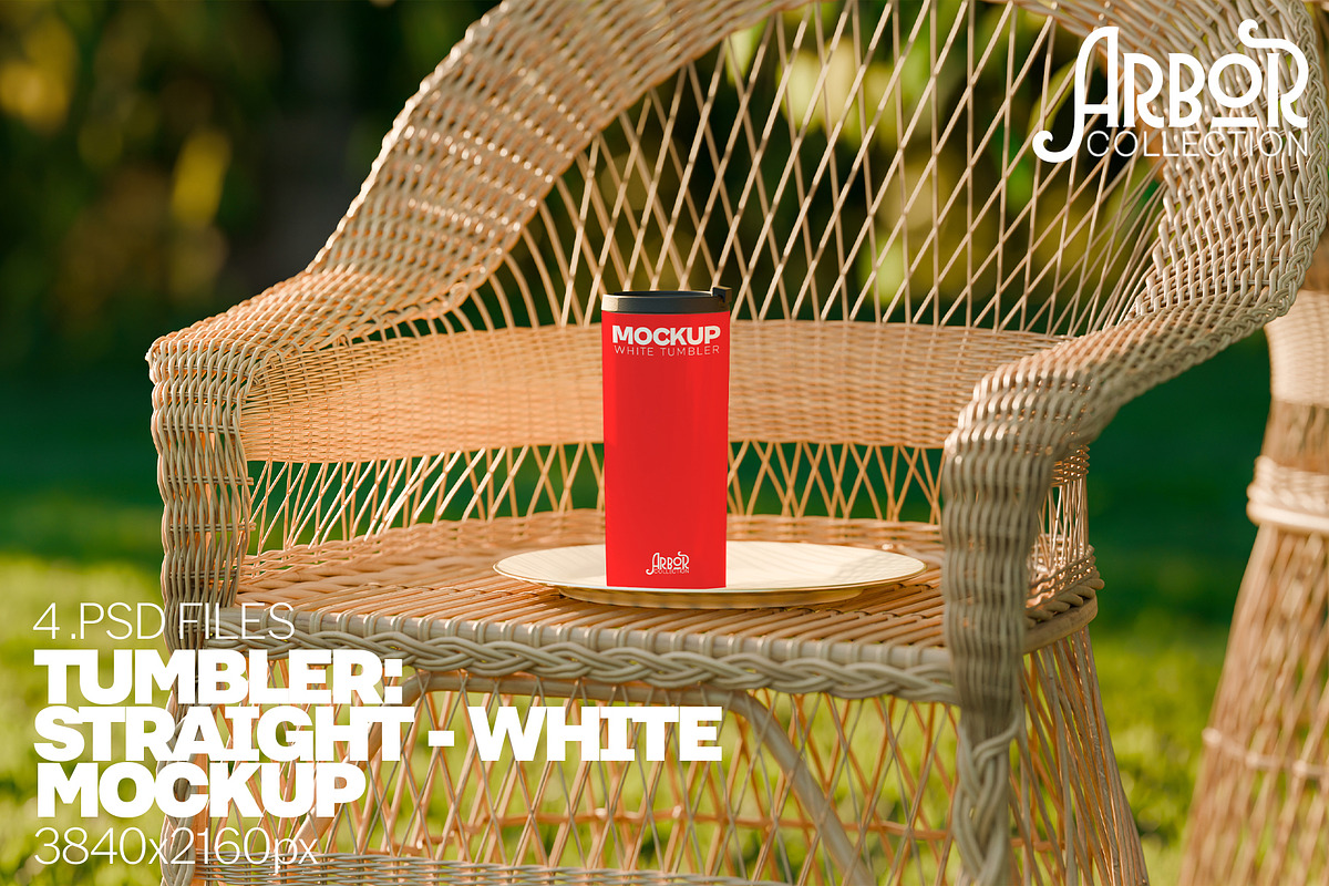 White Straight Tumbler Mockup Arbor, a Cups & Container Mockup by Banana Mockups (Photo 1 of 6)