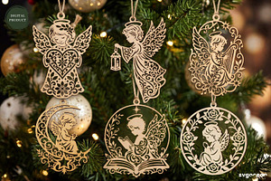 Angel Christmas Ornament SVG Bundle